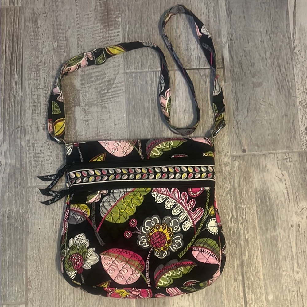 Vera Bradley Floral Crossbody Bag - Black and Pink